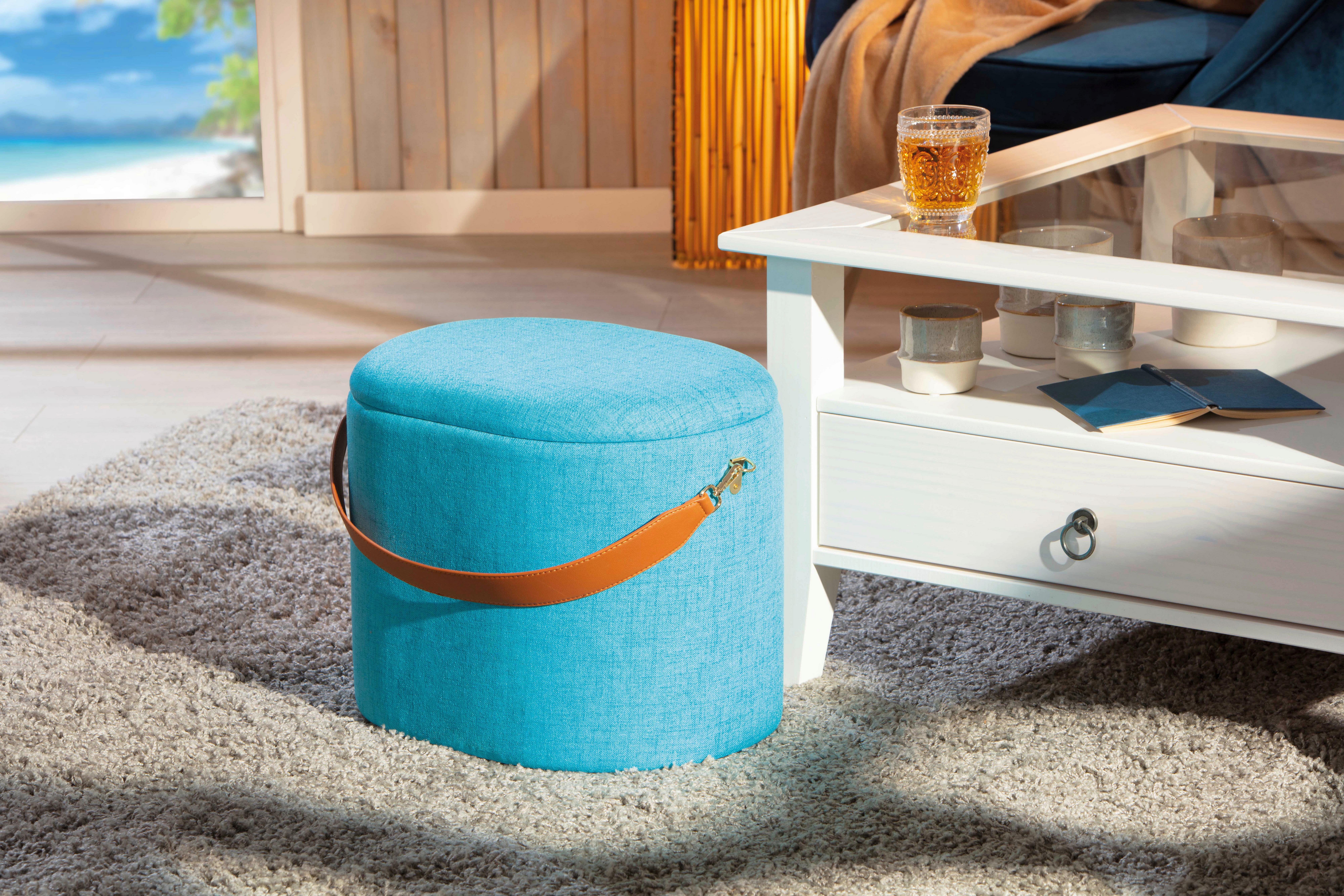 Inter Link Hocker Dilia hellblau MDF B/H/T: ca. 42x36x30 cm Dilia - hellblau (42,00/36,00/30,00cm) - Inter Link