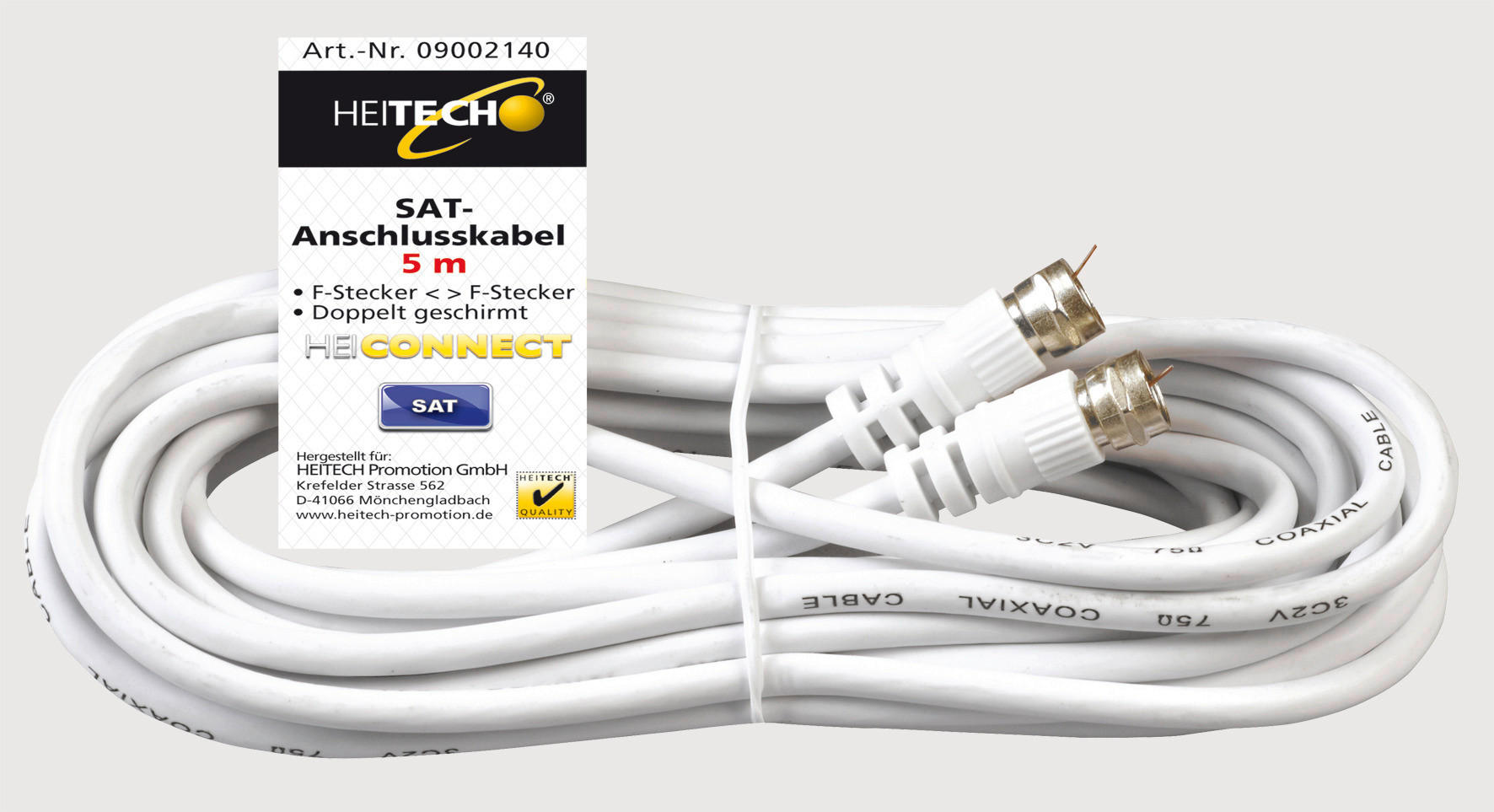 Heitech SAT-Anschlusskabel SAT-Anschlusskabel 5,0m - (500,00cm) - Heitech