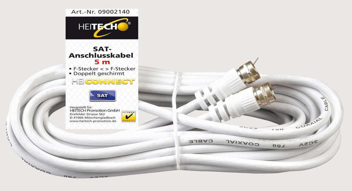 Heitech SAT-Anschlusskabel SAT-Anschlusskabel 5,0m - (500,00cm) - Heitech