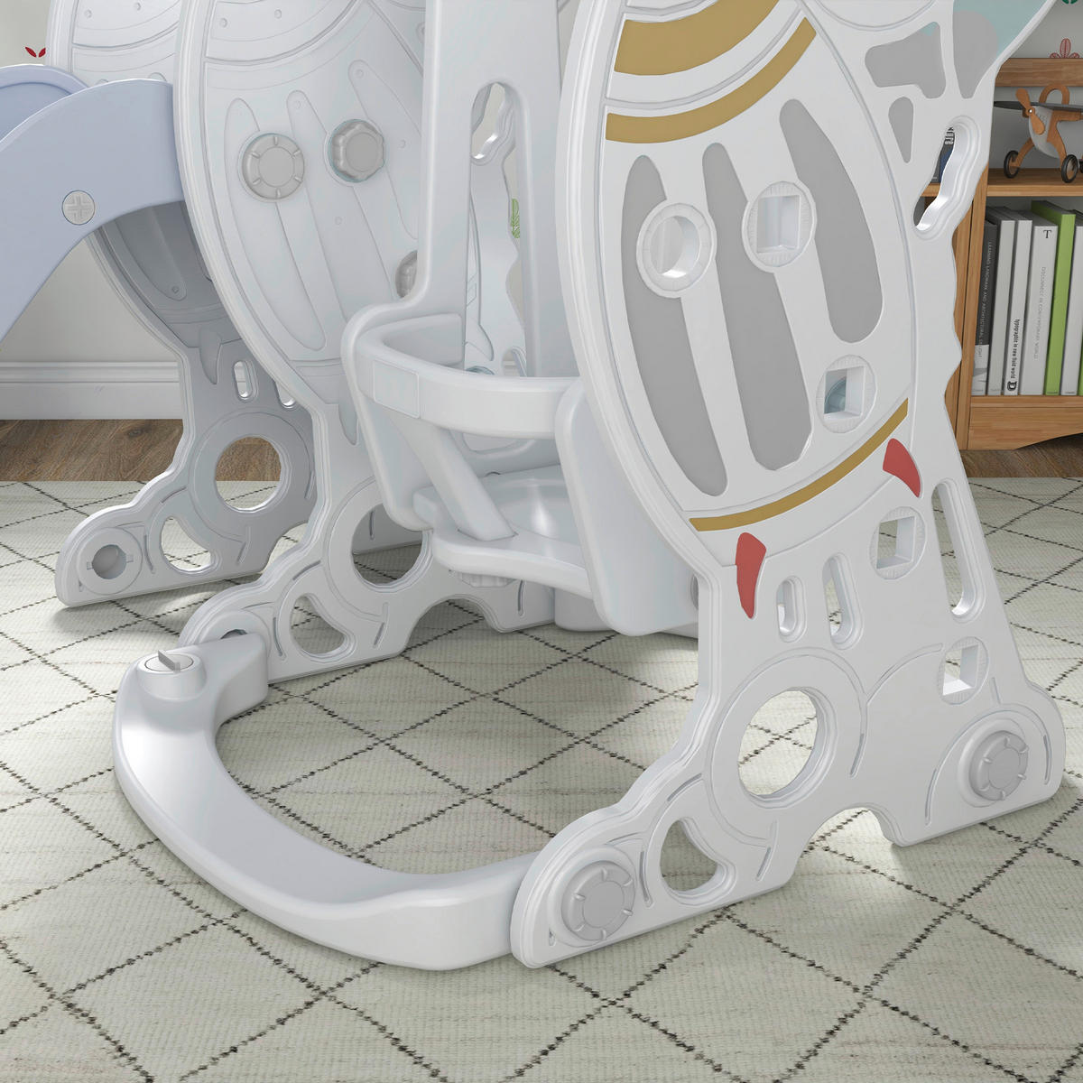 AIYAPLAY Outdoor-Spielzeug grau B/H/L: ca. 185x150x92 cm Kinderschaukel_&_Kinderrutsche_Set - grau (92,00/185,00/150,00cm) - AIYAPLAY