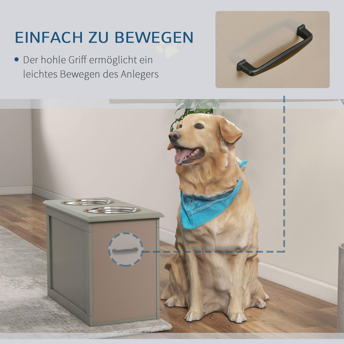 PawHut Tier-Zubehör grau Edelstahl B/H/L: ca. 30x60x41 cm Napf - grau (41,00/30,00/60,00cm) - PawHut