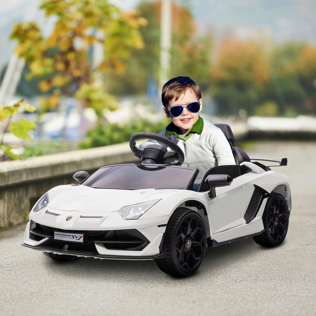 HOMCOM Kinderauto weiß B/H/L: ca. 63x107,5x42 cm Kinderfahrzeug - weiß (42,00/63,00/107,50cm) - HOMCOM