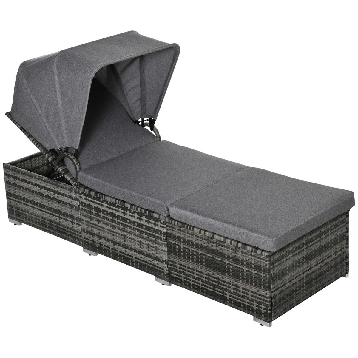 Outsunny Gartenliege grau Edelstahl B/H/L: ca. 65x195x40 cm Lounge_Sessel - grau (40,00/65,00/195,00cm) - Outsunny