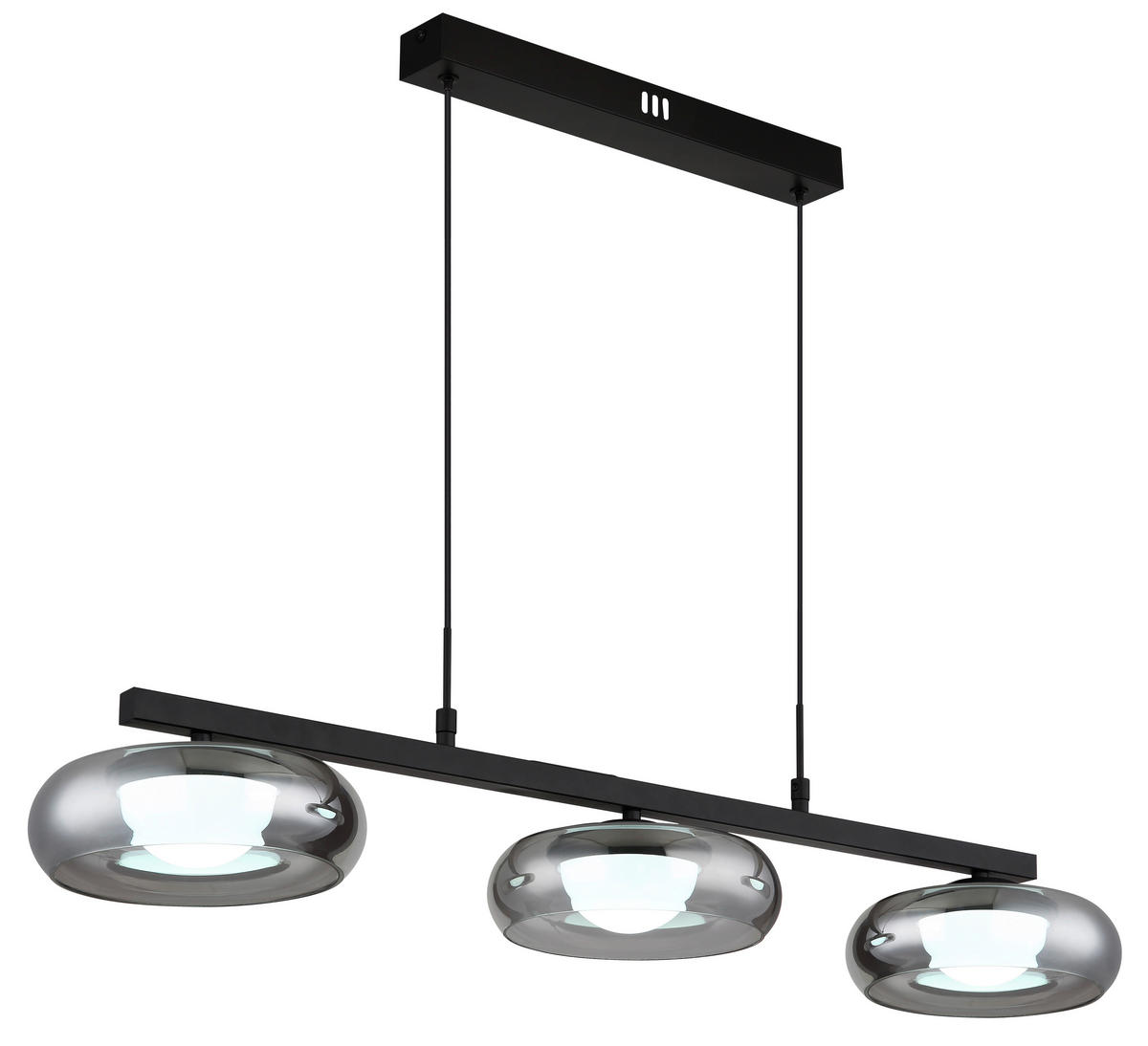 GLOBO Hängeleuchte schwarz Rauch Metall Glas B/H/L: ca. 26x17x91 cm Hängeleuchte-Carlene - schwarz/Rauch (91,00/26,00/17,00cm) - GLOBO