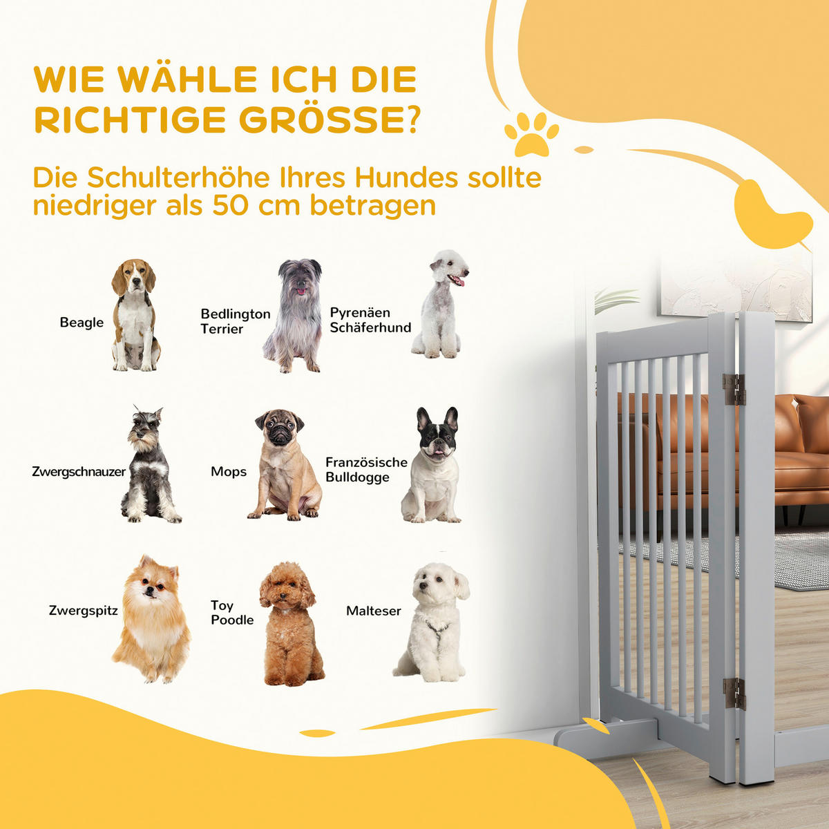 PawHut Schutzgitter hellgrau Kiefer B/H/L: ca. 36x75x204 cm Schutzgitter - hellgrau (204,00/36,00/75,00cm) - PawHut