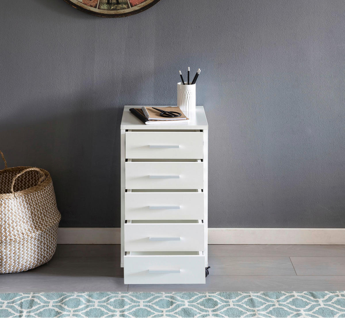 Rollcontainer braun Spanplatte B/H/T: ca. 33x63x63 cm Rollcontainer - braun (33,00/63,00/63,00cm) - Wohnling
