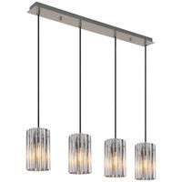 GLOBO Pendelleuchte nickel matt klar Glas Metall B/H/T: ca. 11,5x120x80 cm E27 4 Brennstellen CAYDEN - klar/nickel matt (11,50/120,00/80,00cm) - GLOBO