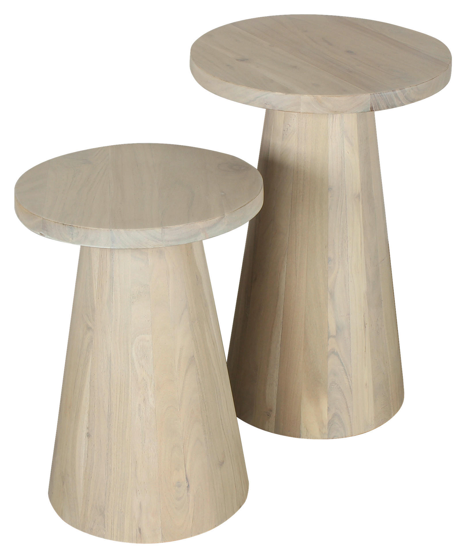Beistelltisch CONE, 2er-Set weiß gekälkt Akazie H/D: ca. 60x40 cm CONE, 2er-Set - weiß (40,00/60,00cm) - byLIVING