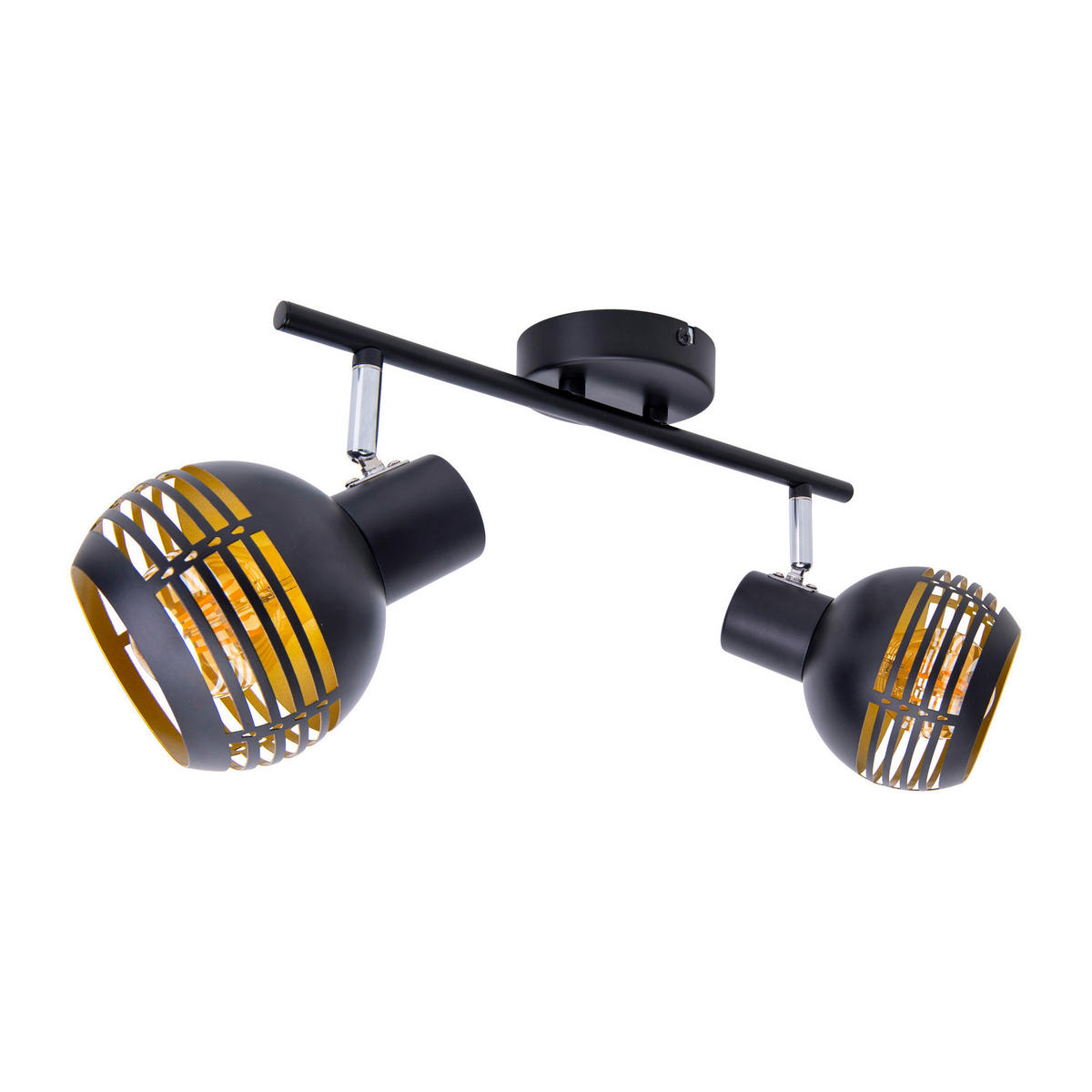 Näve Leuchten 2er Spot Casco NV1387122 schwarz gold Metall B/H/T: ca. 36x12x15 cm E27 2 Brennstellen 2er Spot "Casco" - gold/schwarz (36,00/12,00/15,00cm) - Näve Leuchten
