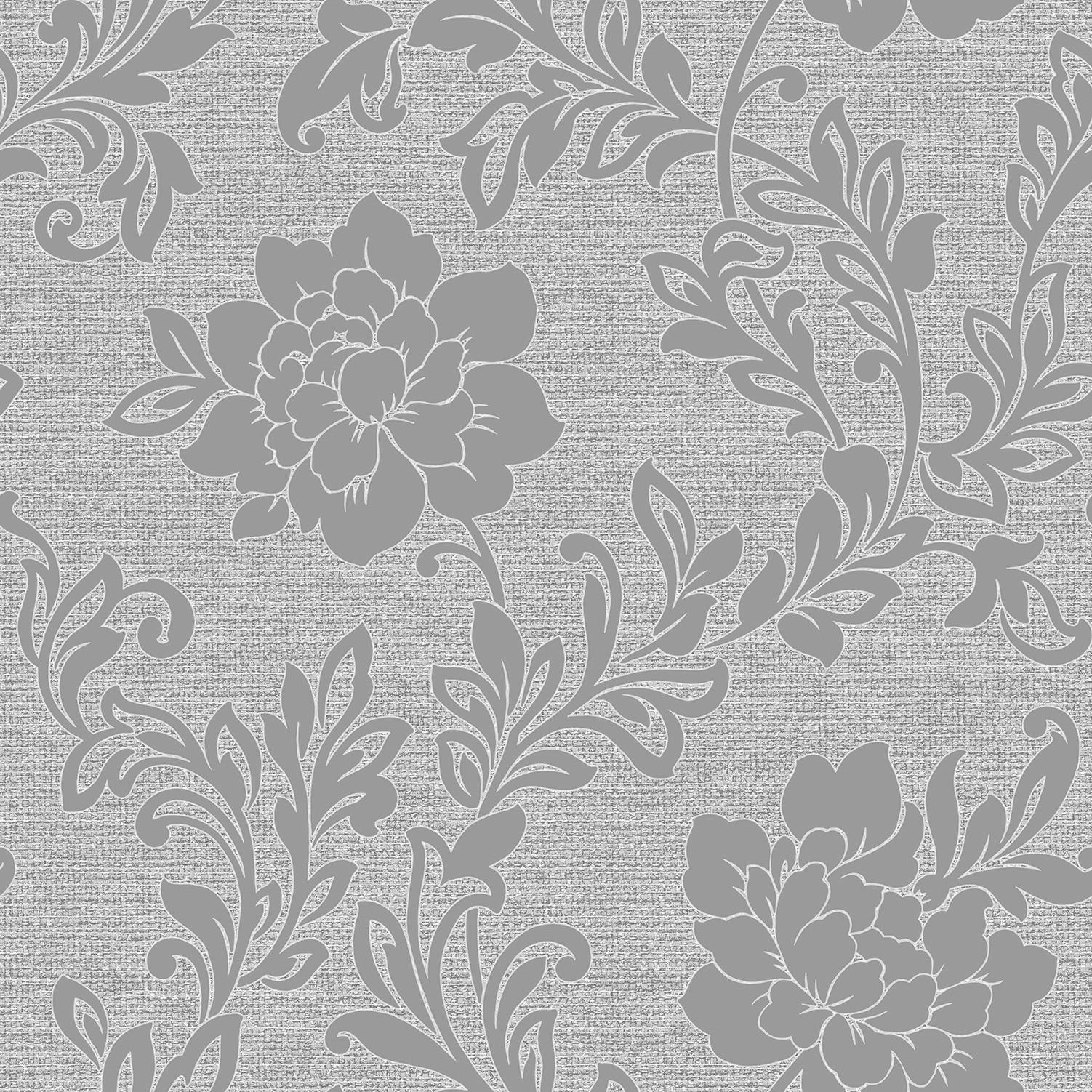 Vinyltapete Blumenranke grau dunkelgrau B/L: ca. 53x1005 cm Vinyltapete_A75109 - dunkelgrau/grau (53,00/1005,00cm)
