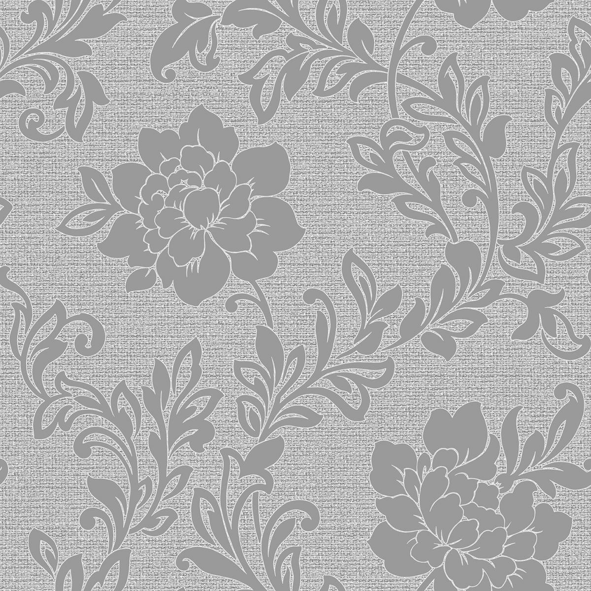Vinyltapete Blumenranke grau dunkelgrau B/L: ca. 53x1005 cm Vinyltapete_A75109 - dunkelgrau/grau (53,00/1005,00cm)