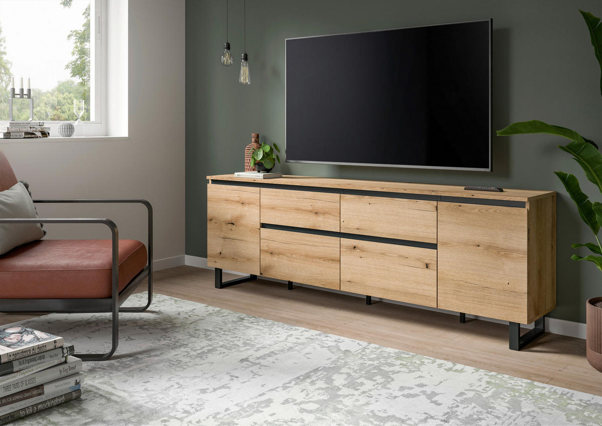 Lowboard Tomasa Evoke Oak Nachbildung schwarz B/H/T: ca. 188x65x36 cm Tomasa - schwarz (188,00/65,00/36,00cm) - xonox.home
