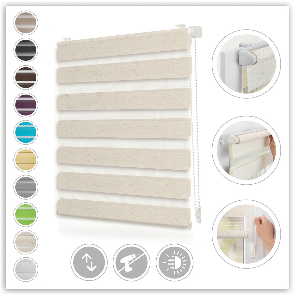 Doppelrollo Duo natur B/L: ca. 60x220 cm Duo - natur (60,00/220,00cm) - LICHTBLICK