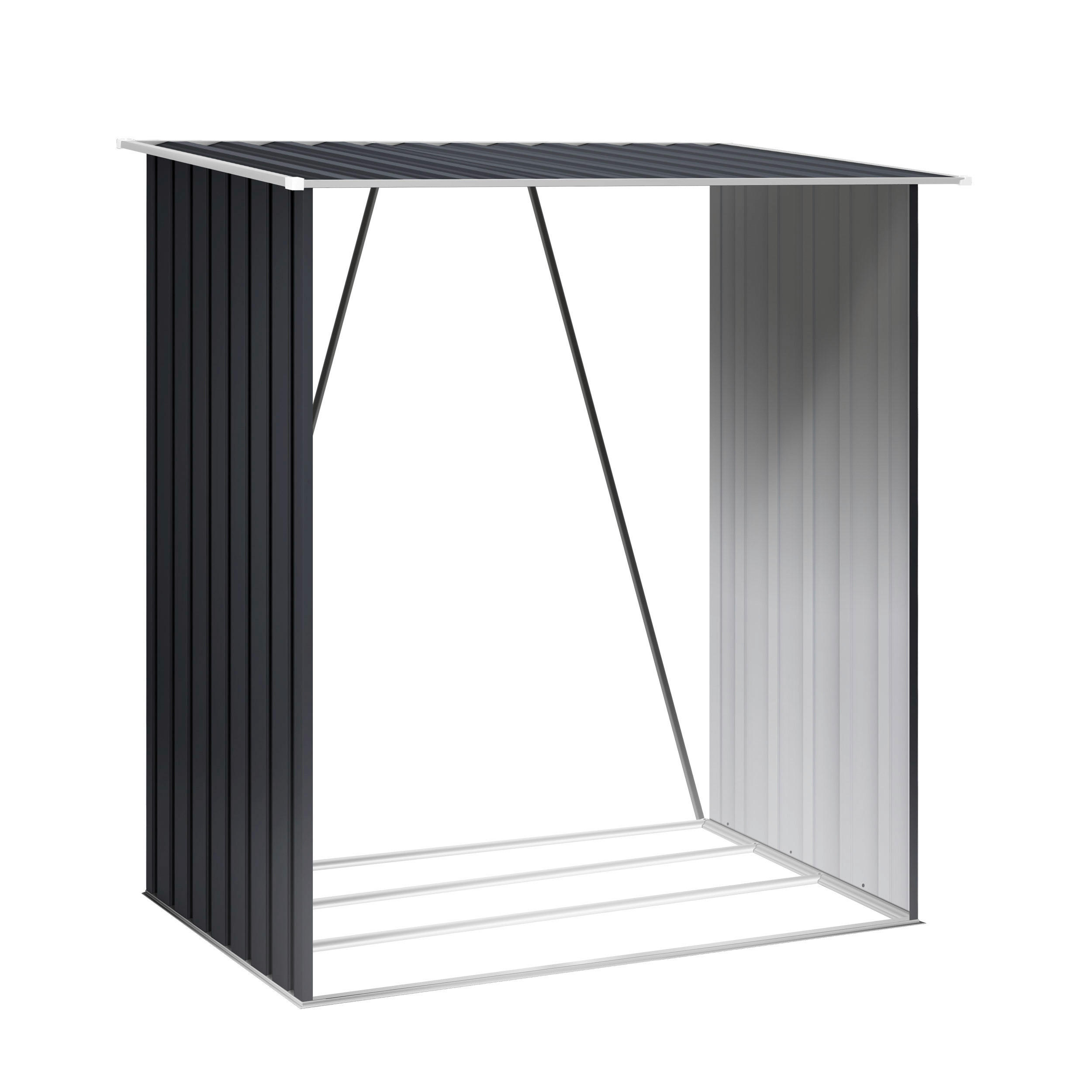 HOGGAR Feuerholzschrank Lerum anthrazit B/H/L: ca. 83x154x166 cm Lerum - anthrazit (166,00/83,00/154,00cm) - HOGGAR