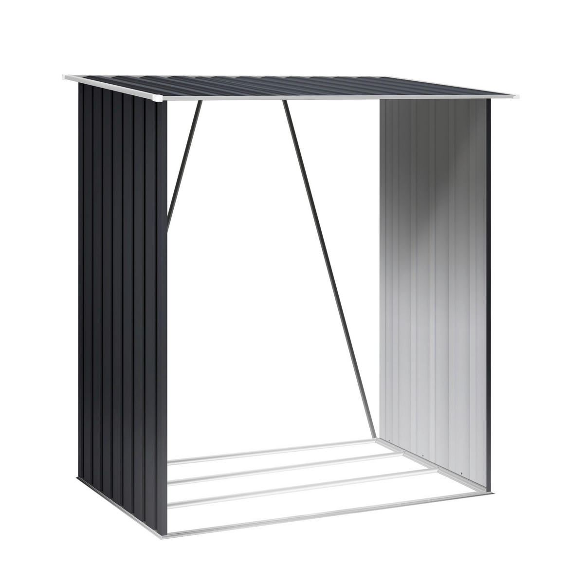 HOGGAR Feuerholzschrank Lerum anthrazit B/H/L: ca. 83x154x166 cm Lerum - anthrazit (166,00/83,00/154,00cm) - HOGGAR