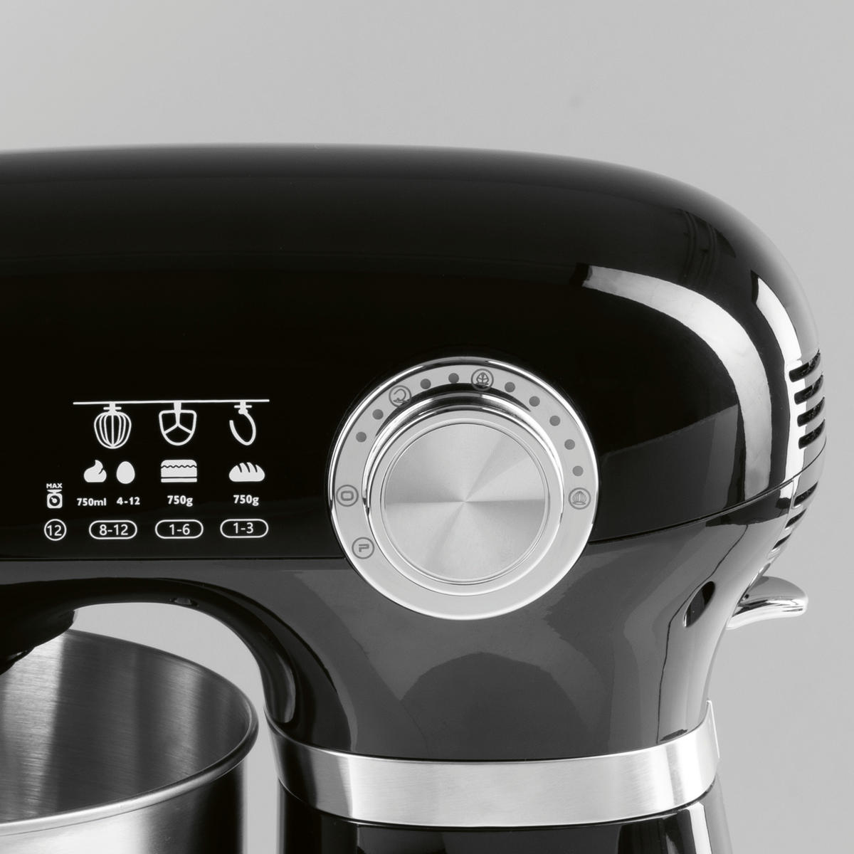 GOURMETmaxx Küchenmaschine schwarz Edelstahl B/H/L: ca. 26x38x41 cm Küchenmaschine - schwarz (41,00/26,00/38,00cm) - GOURMETmaxx