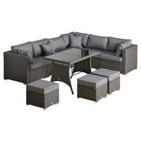 Outsunny Sitzgruppe dunkelgrau Polyrattan B/H/L: ca. 68x120x73 cm Gartenmöbel-Set - dunkelgrau (73,00/68,00/120,00cm) - Outsunny