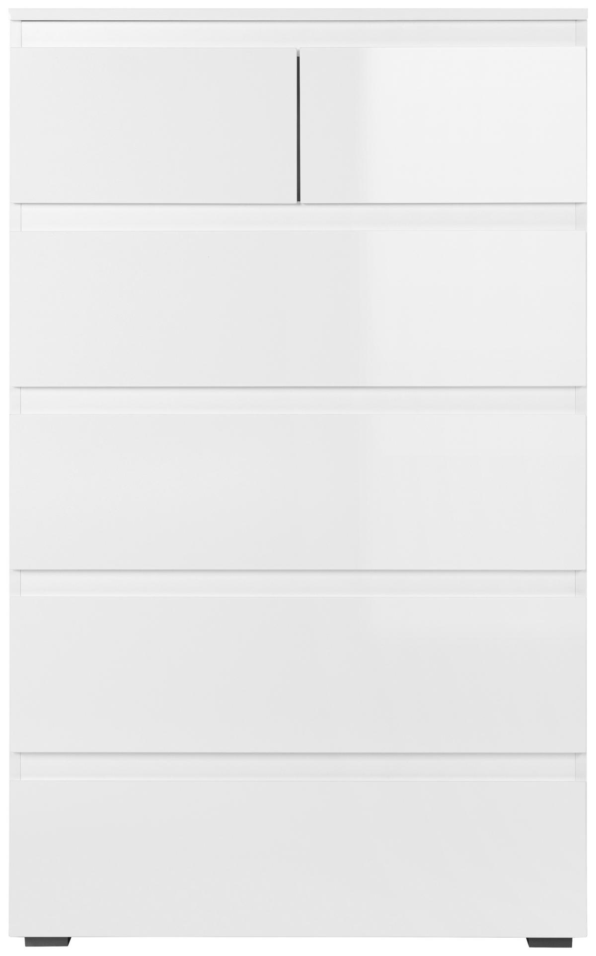 Schubkastenkommode Capetown weiß glänzend weiß B/H/T: ca. 80x132x40 cm Capetown - weiß (80,00/132,00/40,00cm)