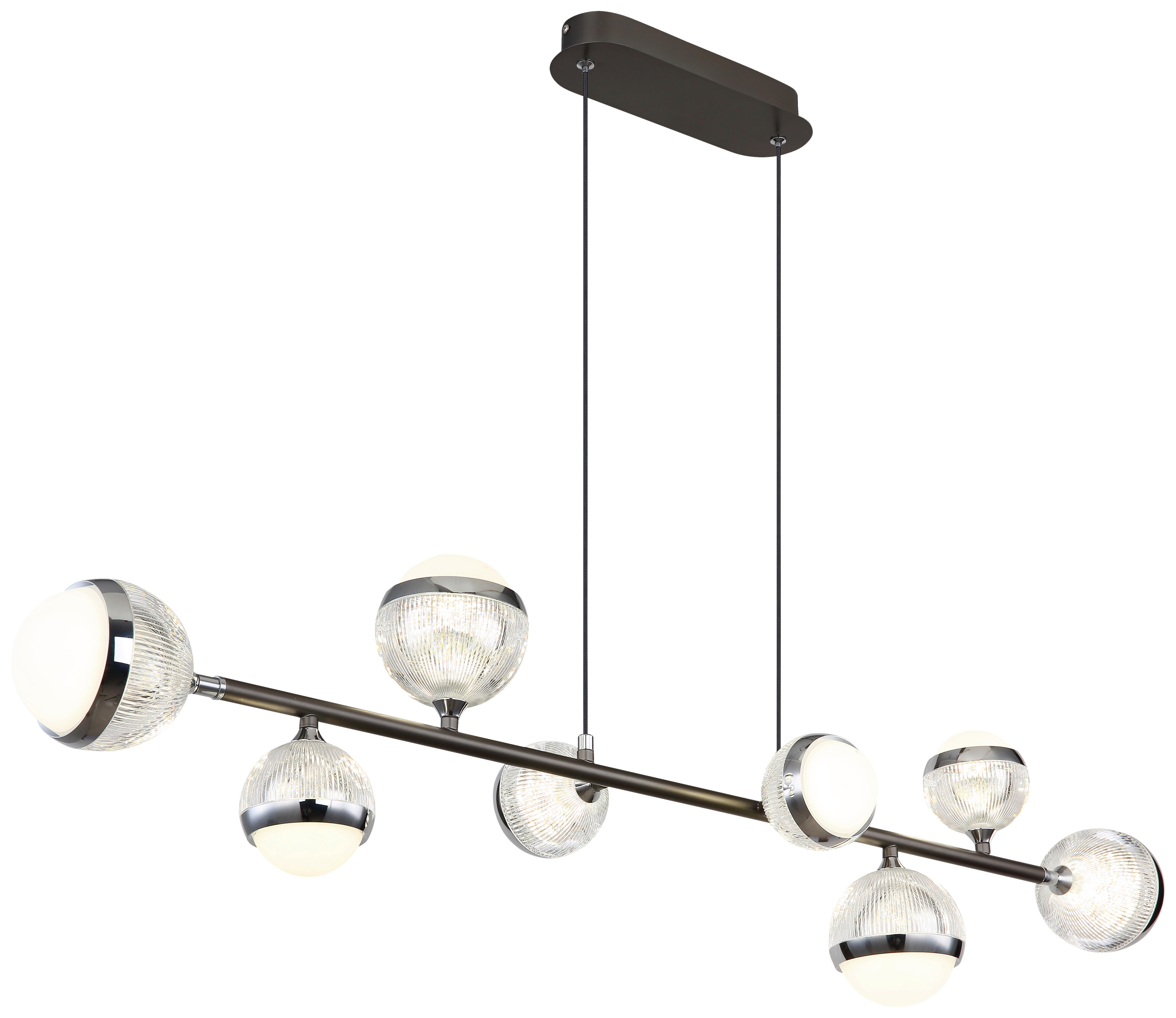 GLOBO LED-Pendelleuchte transparent Chrom titanfarbig Acryl Aluminium Metall B/H/T: ca. 24x120x109 cm UNTSY - titanfarbig/Chrom (24,00/120,00/109,00cm) - GLOBO