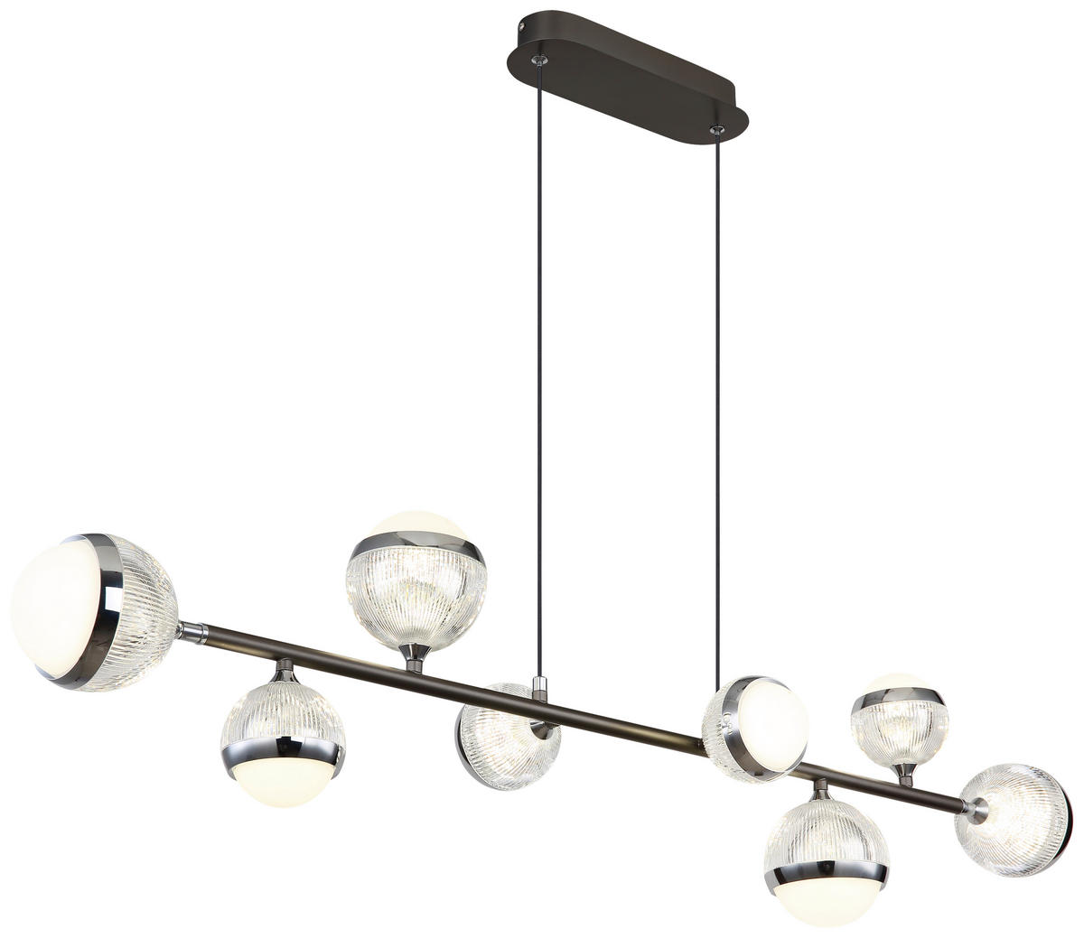 GLOBO LED-Pendelleuchte transparent Chrom titanfarbig Acryl Aluminium Metall B/H/T: ca. 24x120x109 cm UNTSY - titanfarbig/Chrom (24,00/120,00/109,00cm) - GLOBO