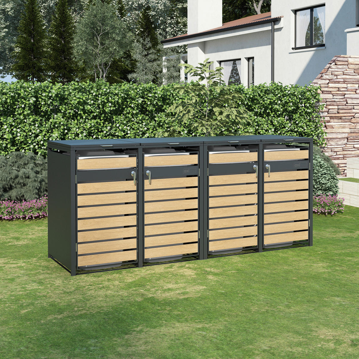 AXI Outdoor Living Mülltonnenbox Lucas braun B/H/L: ca. 80x116x264 cm Lucas - braun (264,00/80,00/116,00cm) - AXI Outdoor Living
