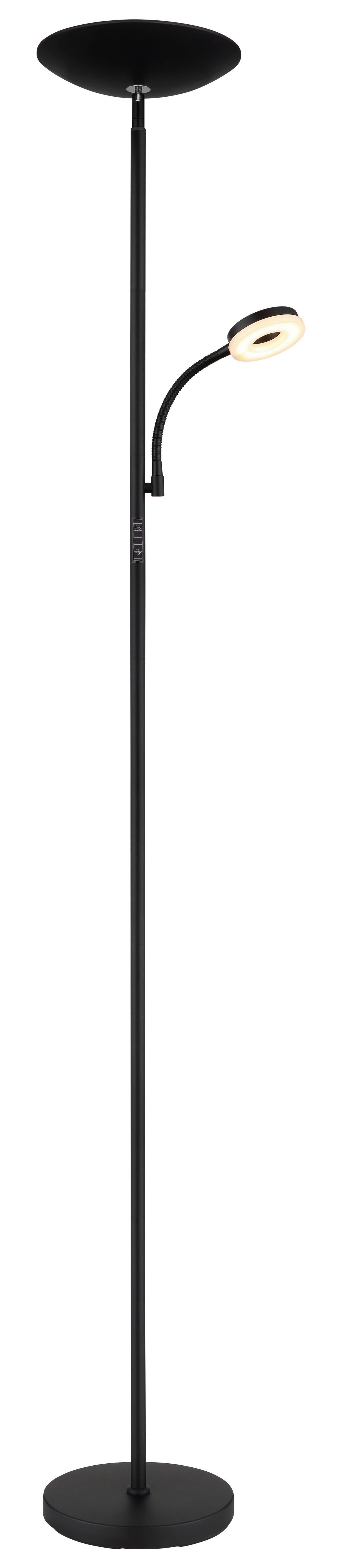 GLOBO LED-Deckenfluter Opal Chrom schwarz Metall Kunststoff H/D: ca. 179x25 cm 1 Brennstellen SKOPO - schwarz/Opal (25,00/179,00cm) - GLOBO
