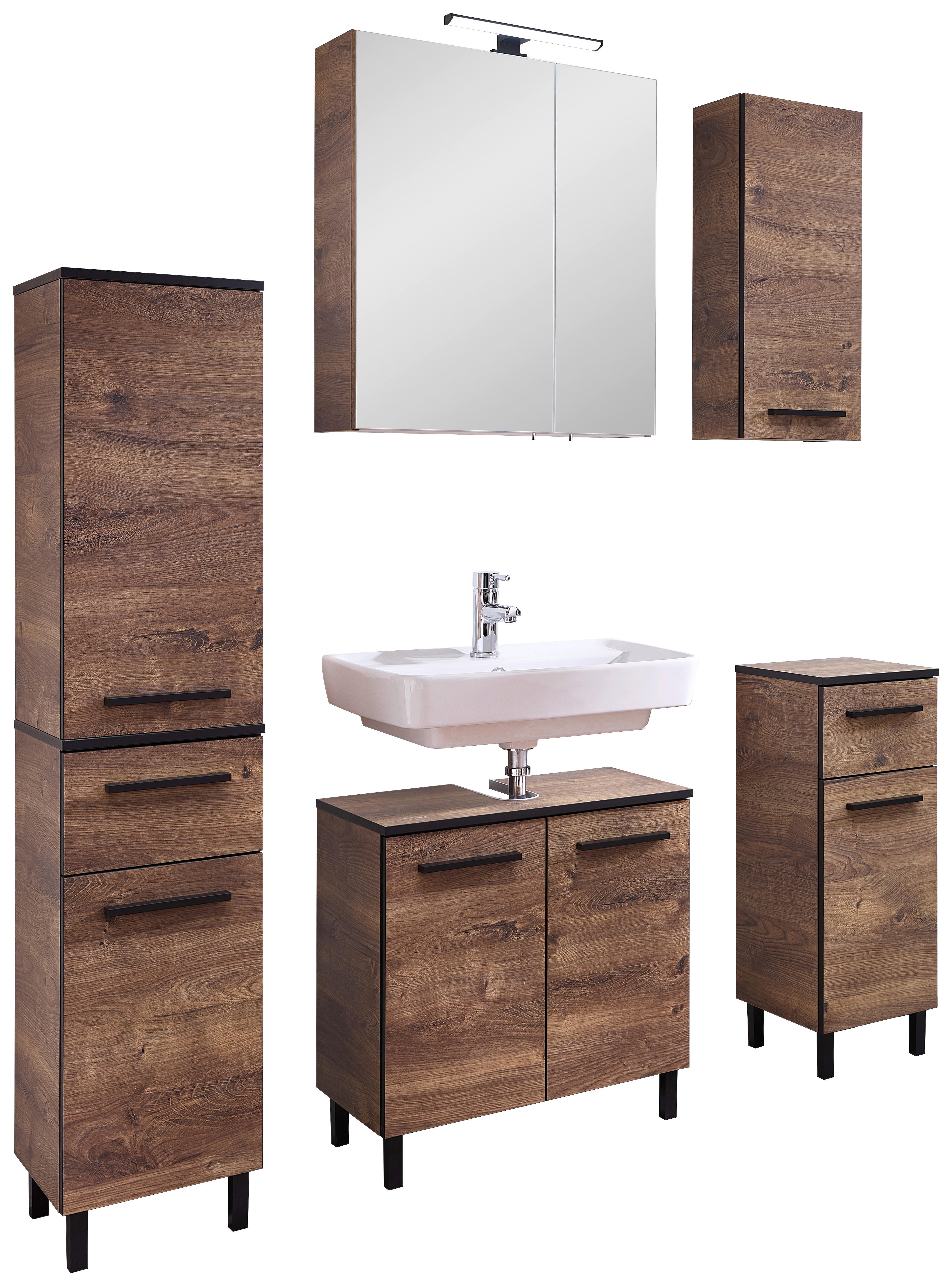 Badezimmer-Set Quickset 374 Eiche Ribeck Nachbildung B/H/T: ca. 120x200x33 cm Quickset 374 - Eiche (120,00/200,00/33,00cm) - Pelipal
