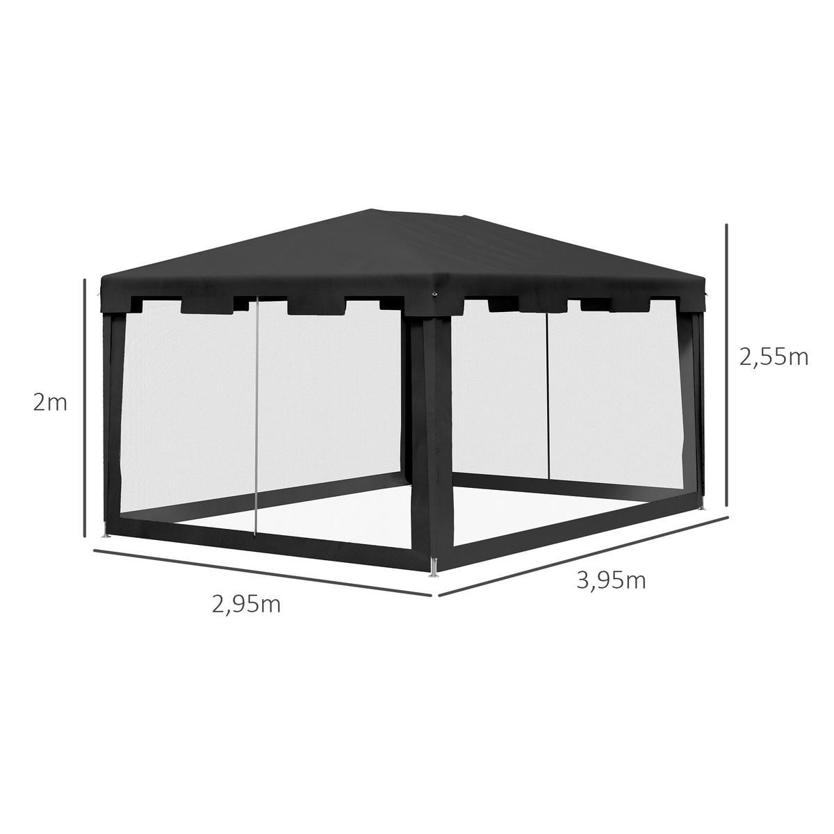 Outsunny Pavillon schwarz Polypropylen B/H/L: ca. 295x395x255 cm Pavillon - schwarz/dunkelgrau (255,00/295,00/395,00cm) - Outsunny
