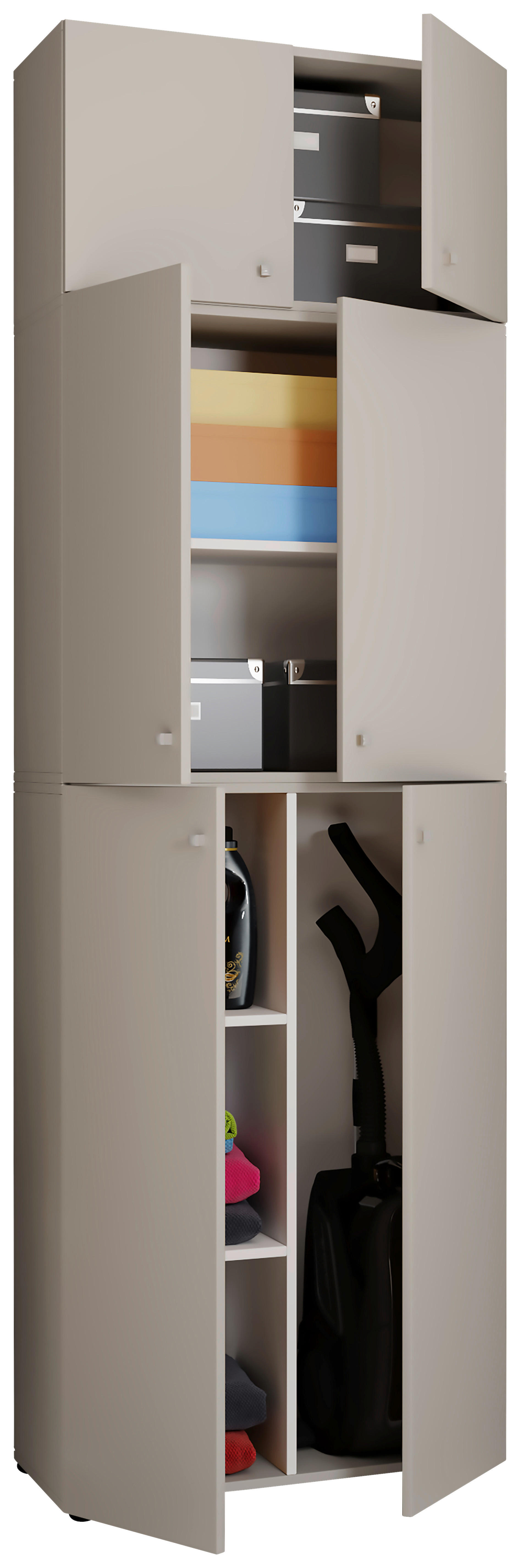 Putzschrank Lona grau weiß B/H/T: ca. 70x223x39 cm Lona - weiß/grau (70,00/223,00/39,00cm) - VCM Möbel
