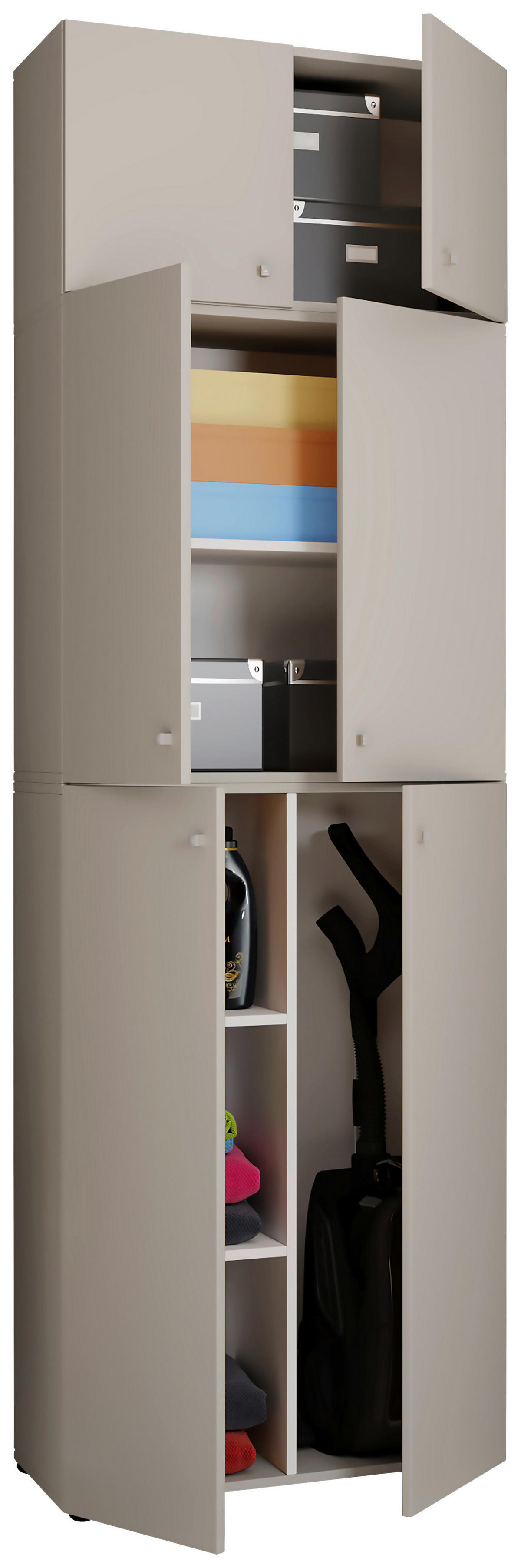 Putzschrank Lona grau weiß B/H/T: ca. 70x223x39 cm Lona - weiß/grau (70,00/223,00/39,00cm) - VCM Möbel