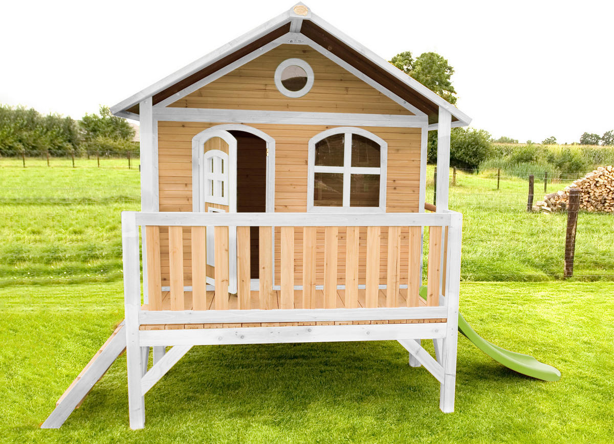AXI Spielhaus Stef braun B/H/L: ca. 349x233x212 cm Stef - braun/weiß (212,00/349,00/233,00cm) - AXI