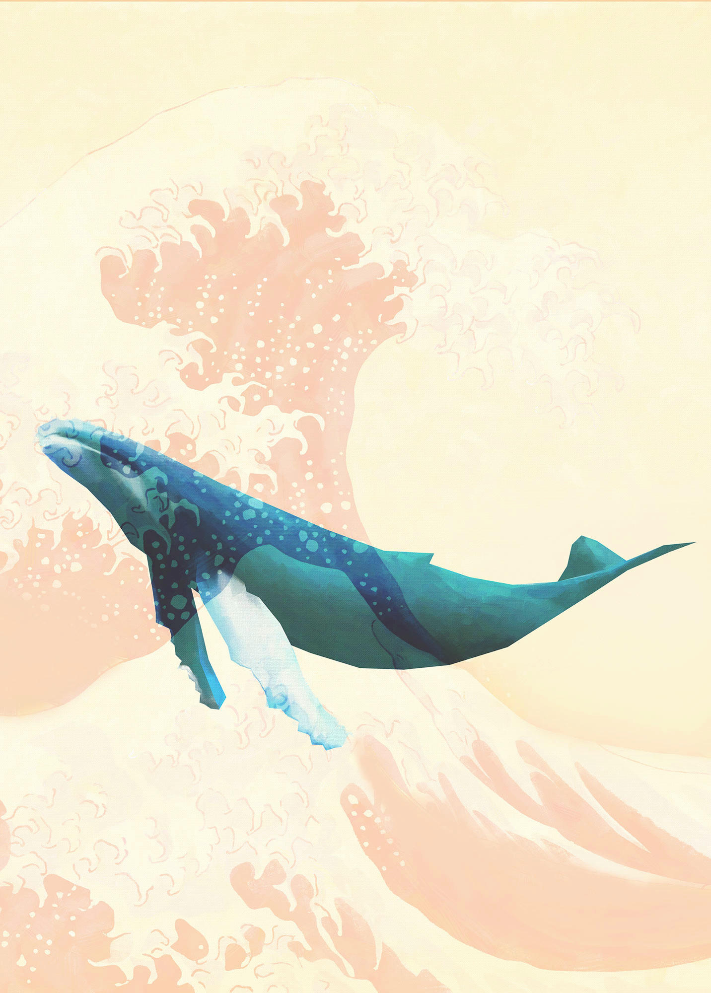 Komar Fototapete Whale Voyage, glatt, bedruckt, Comic, Retro, mehrfarbig, BxH: 200x280 cm, glatt, bedruckt