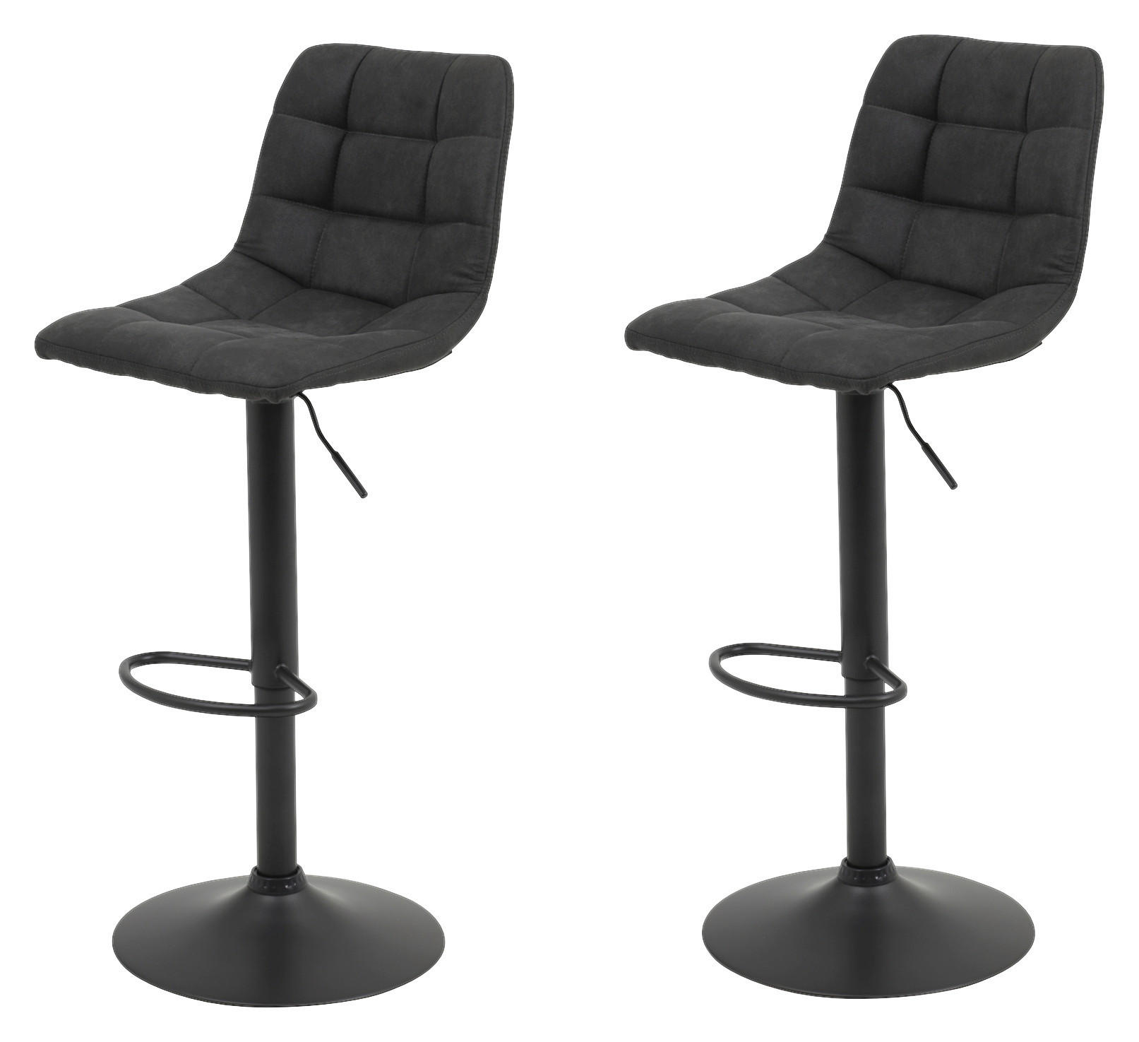 Barhocker Yvonne 2er Set anthrazit Vintage Microfaser B/H/T: ca. 43x113x44 cm Yvonne 2er Set - anthrazit/grau (43,00/113,00/44,00cm) - Hela