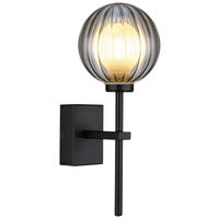 GLOBO LED-Wandleuchte schwarz Rauch Glas Metall B/H: ca. 10x26 cm 1 Brennstellen ANDER - schwarz/Rauch (10,00/26,00cm) - GLOBO