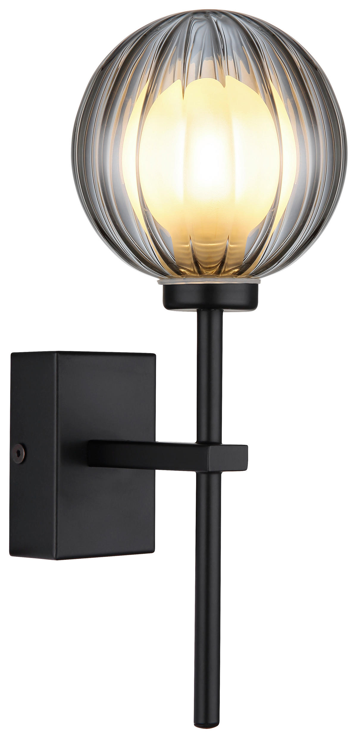 GLOBO LED-Wandleuchte schwarz Rauch Glas Metall B/H: ca. 10x26 cm 1 Brennstellen ANDER - schwarz/Rauch (10,00/26,00cm) - GLOBO