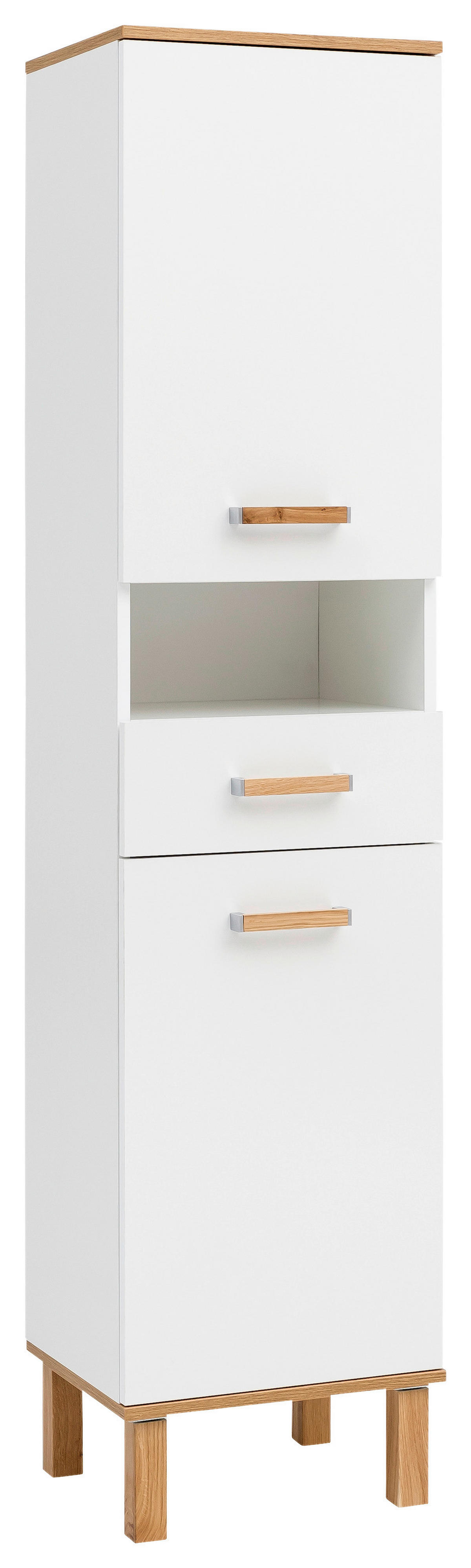 Hochschrank Padua weiß glanz Eiche Landhaus Nachbildung B/H/T: ca. 40,4x178,5x35 cm Padua - Eiche/weiß (40,40/178,50/35,00cm) - Möbelpartner