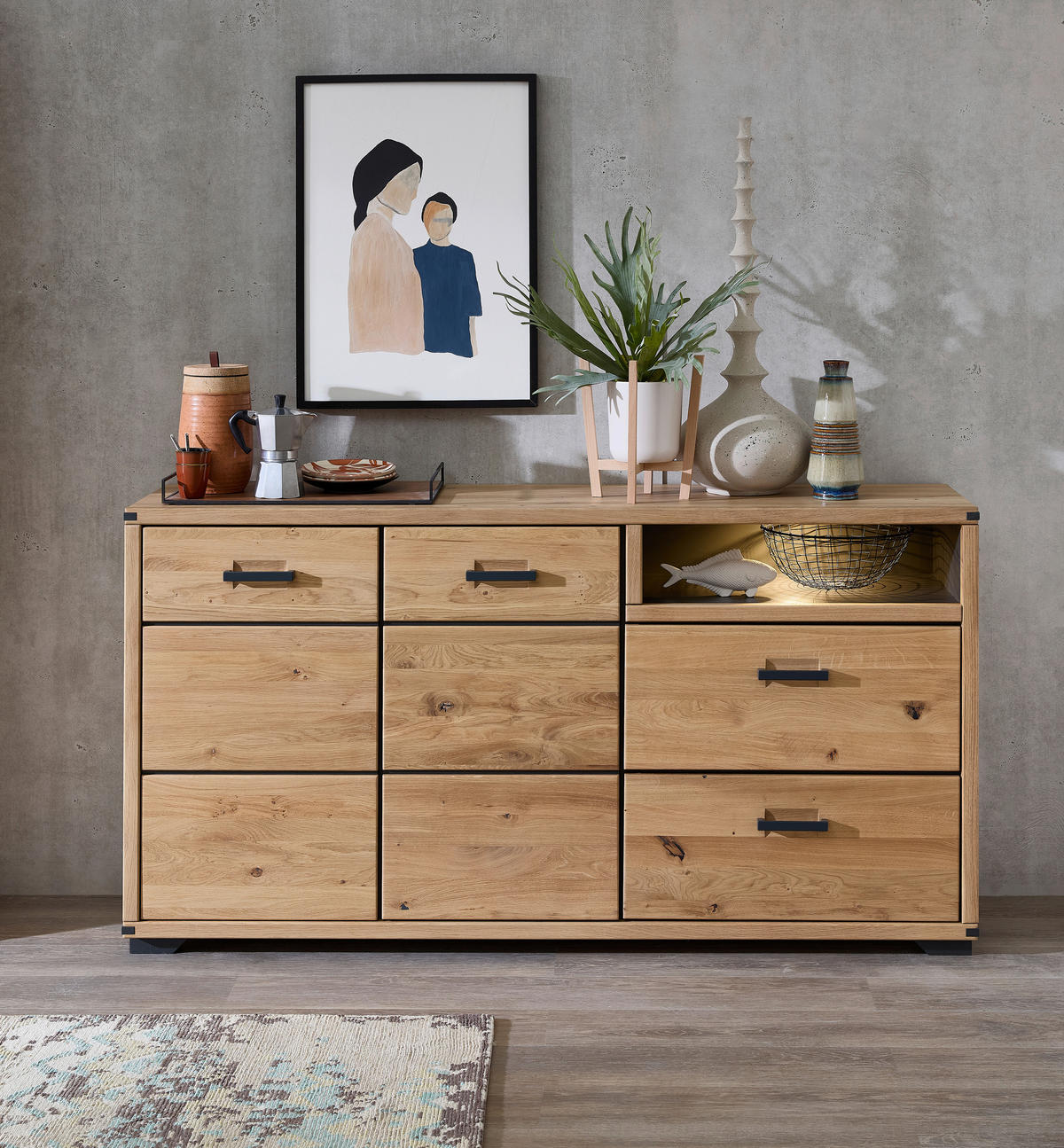 Sideboard Genua B/H/T: ca. 170x90x43 cm Genua - Eiche/Graphit (170,00/90,00/43,00cm)