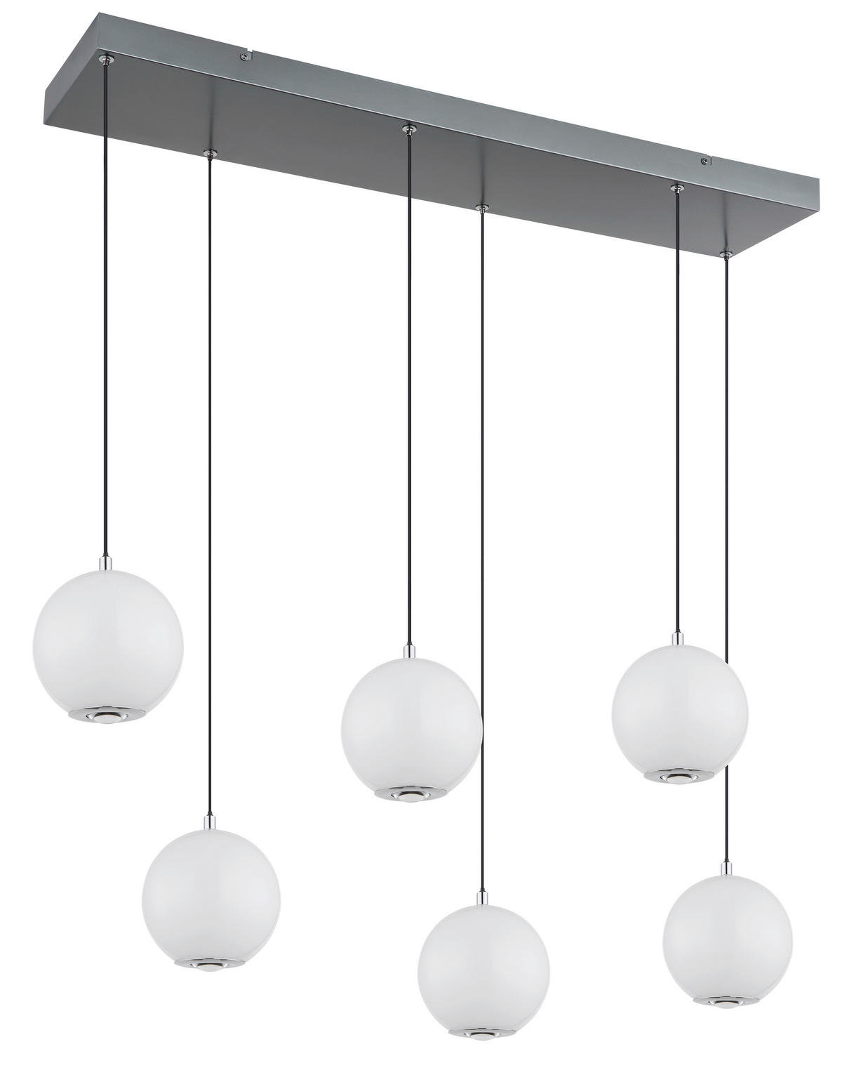 GLOBO Pendelleuchte grau Opal Glas Metall B/H/T/L: ca. 30x150x97,5x97,5 cm 1.0 Brennstellen Simmons - Opal/grau (97,50/30,00/150,00cm) - GLOBO