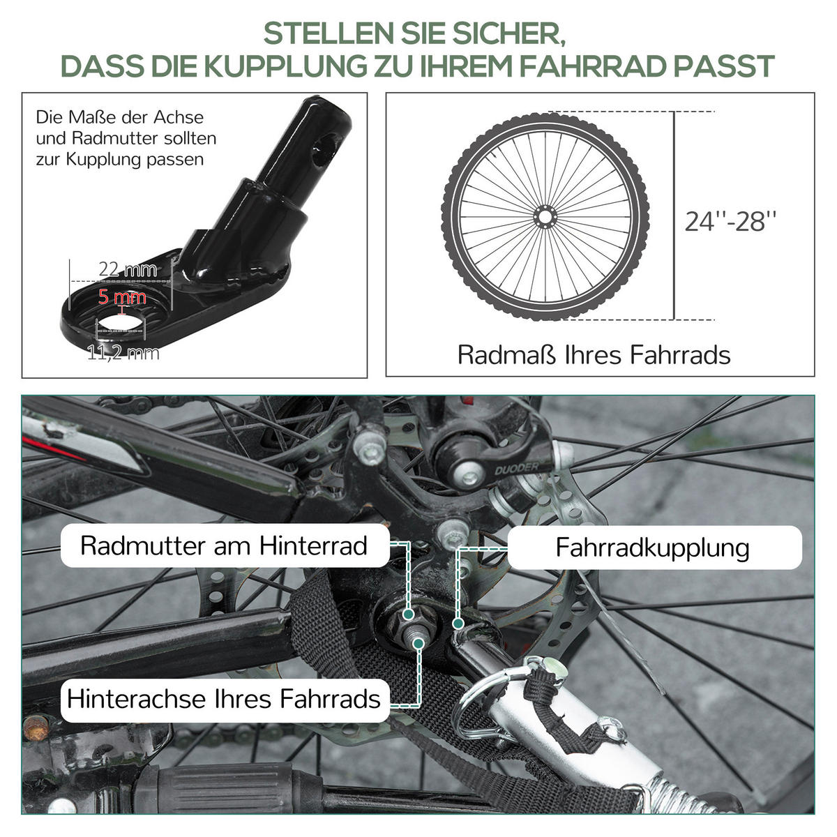 HOMCOM Fahrradanhänger grau grau B/H/L: ca. 64x130x103 cm Lastenanhänger - schwarz/grau (103,00/64,00/130,00cm) - HOMCOM