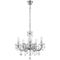 GLOBO Kronleuchter Cuimbra klar Chrom Acryl Metall H/D: ca. 128x44 cm E14 5 Brennstellen Cuimbra - klar/Chrom (44,00/128,00cm) - GLOBO