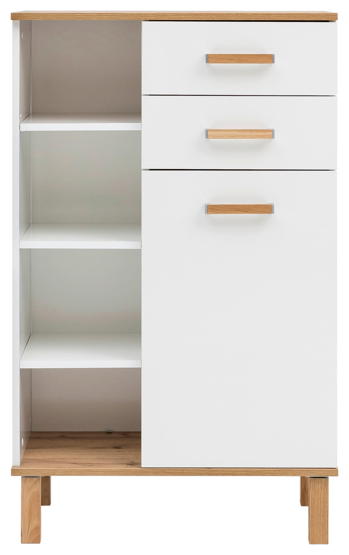Midischrank Padua weiß glanz Eiche Landhaus Nachbildung B/H/T: ca. 67x114,5x35 cm Padua - Eiche/weiß (67,00/114,50/35,00cm) - Möbelpartner