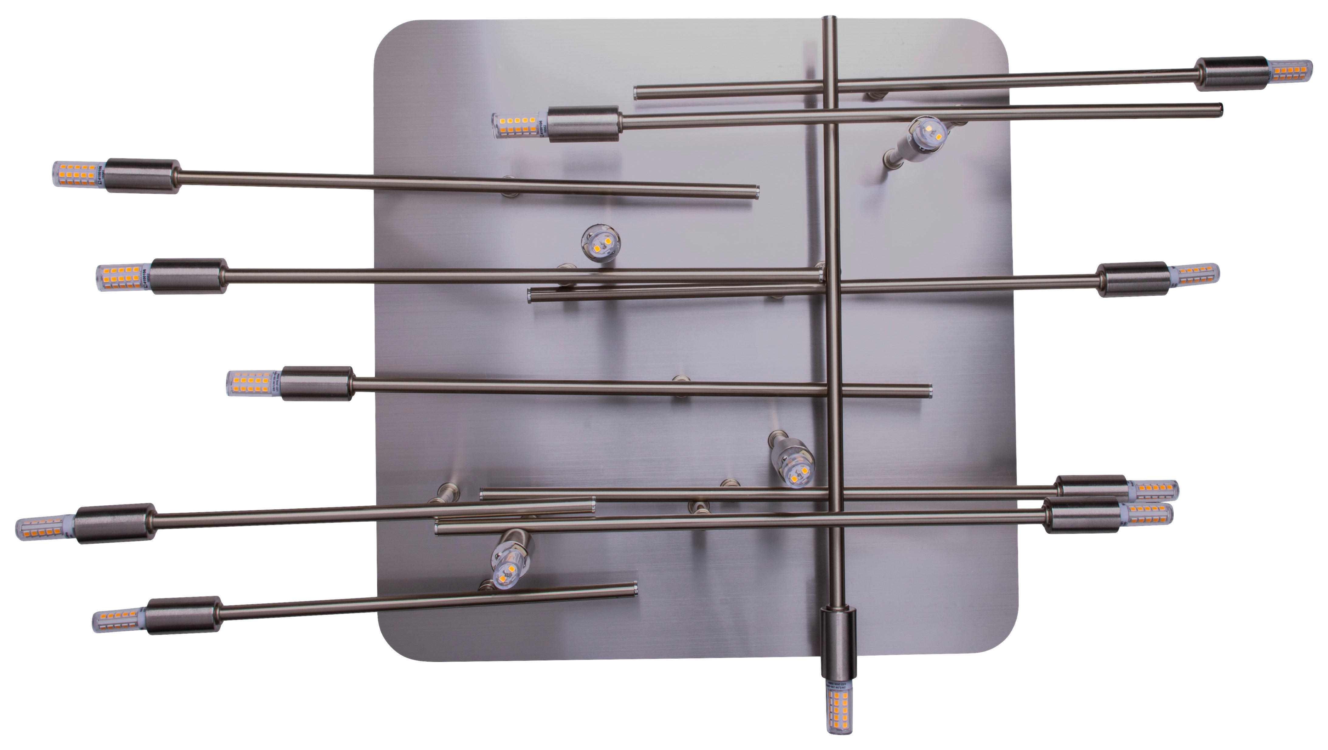 Näve Leuchten Deckenleuchte 1392950 stahlfarbig Metall B/H/T: ca. 70x15x71 cm G9 14 Brennstellen Ancona - stahlfarbig (70,00/15,00/71,00cm) - Näve Leuchten