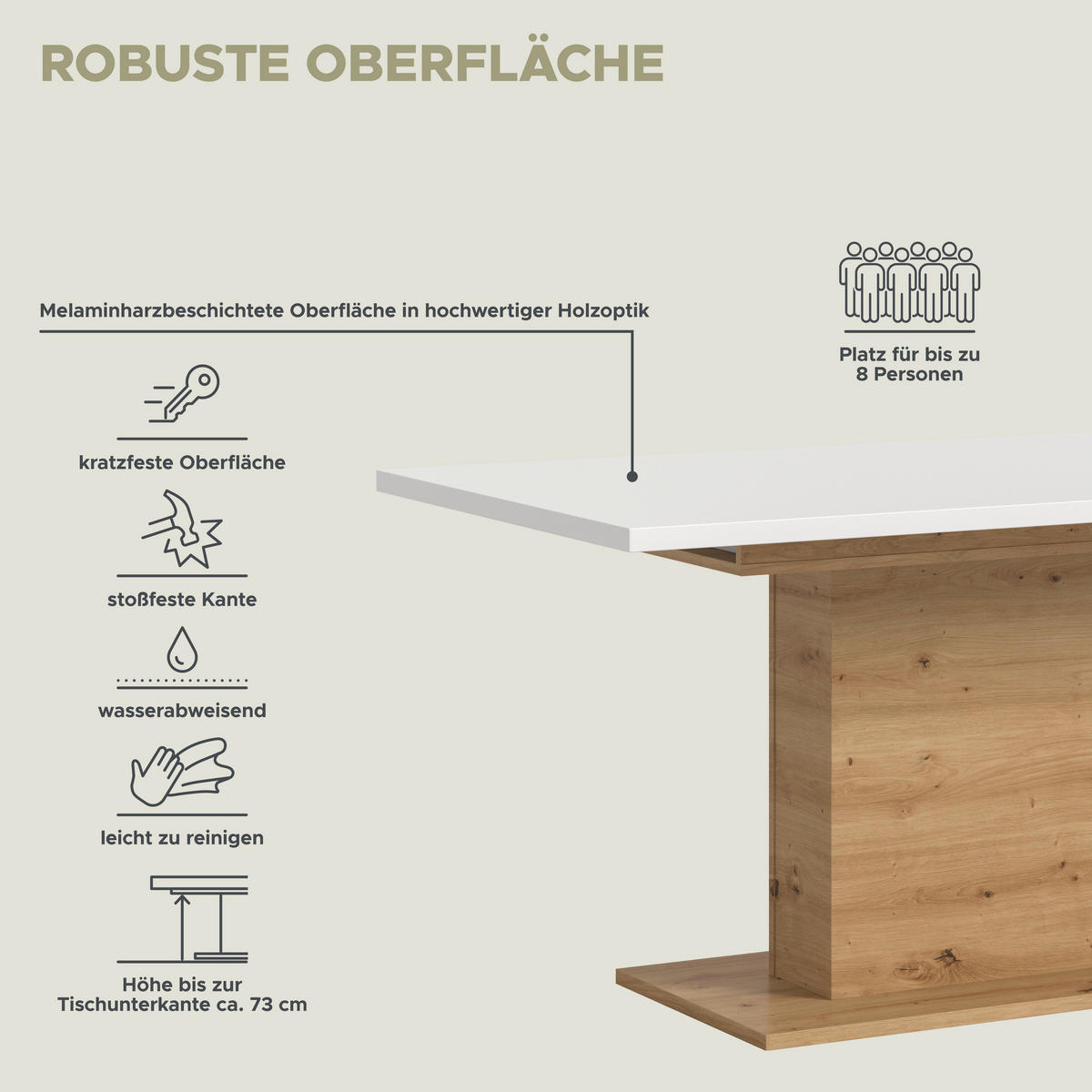 Esstisch MOTION weiß Artisan Nachbildung B/H/T: ca. 150x76x90 cm MOTION - weiß (150,00/76,00/90,00cm) - xonox.home