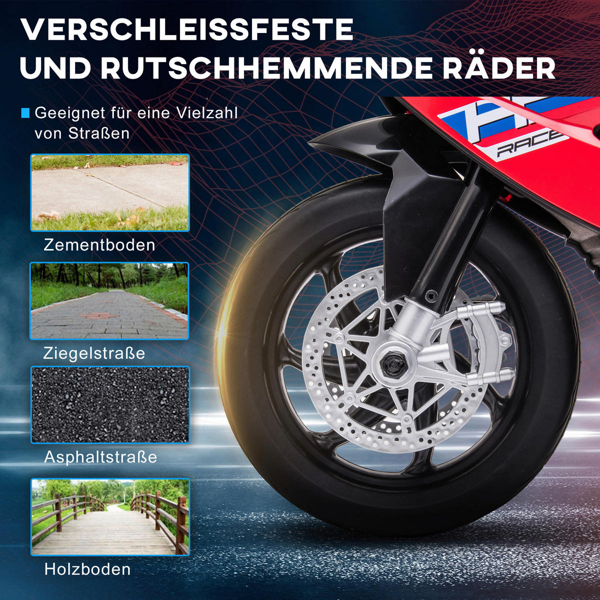 HOMCOM Kinder-Elektromotorrad rot B/H/L: ca. 42x54x82,5 cm Kinder-Elektromotorrad - rot (82,50/42,00/54,00cm) - HOMCOM