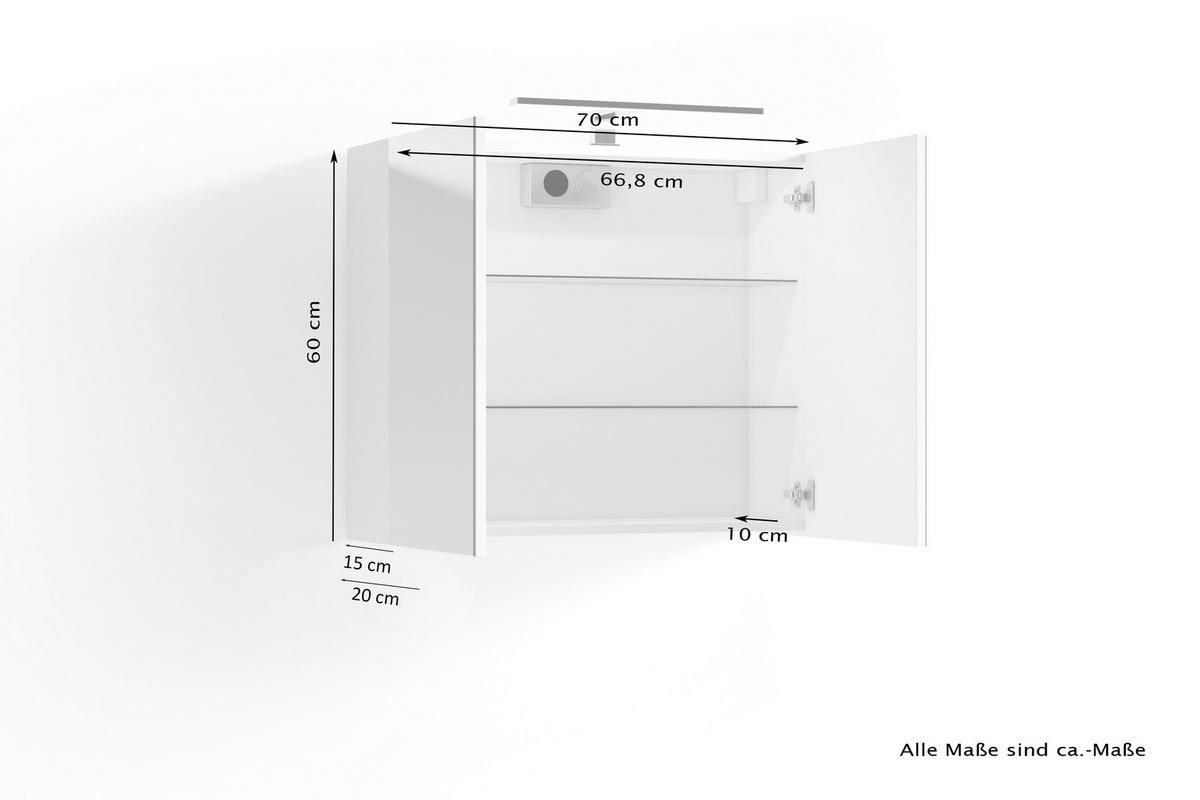 Spiegelschrank SPREE anthrazit B/H/T: ca. 70x60x20 cm SPREE - anthrazit (70,00/60,00/20,00cm) - byLIVING