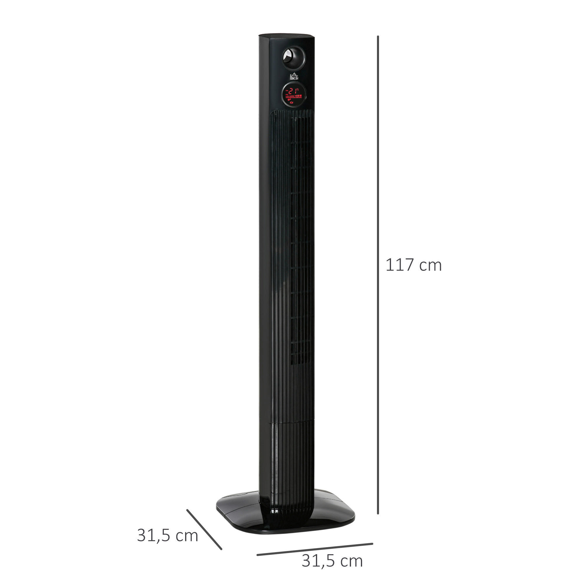 HOMCOM Ventilator schwarz Kunststoff Polypropylen Edelstahl B/H/L: ca. 31,5x31,5x117 cm Turmventilator - schwarz (117,00/31,50/31,50cm) - HOMCOM