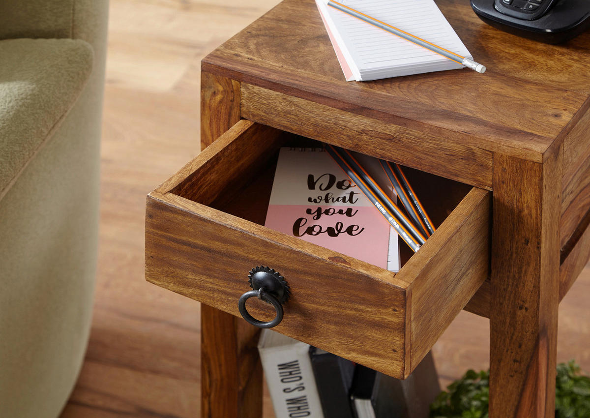 Telefontisch natur Echtholz B/H/T: ca. 30x68x30 cm Telefontisch - natur (30,00/68,00/30,00cm) - Wohnling