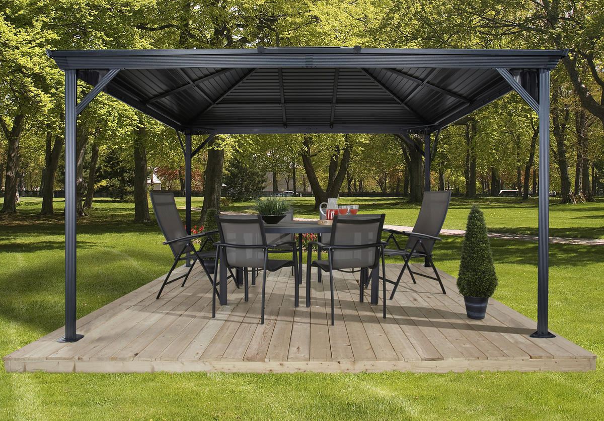 Sojag Pavillon Ventura anthrazit Stahl B/H/L: ca. 296x260x296 cm Ventura - anthrazit (296,00/296,00/260,00cm) - Sojag