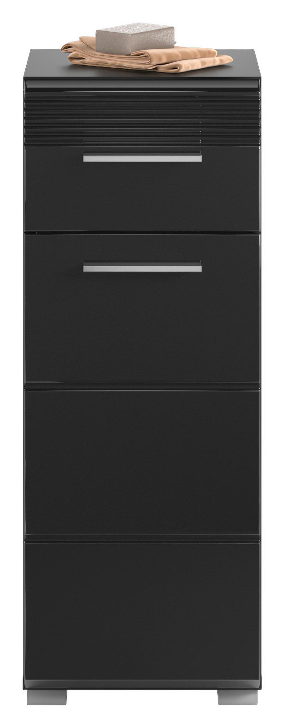 Badhochschrank LINUS schwarz schwarz Hochglanz B/H/T: ca. 30x80x31 cm LINUS - schwarz (30,00/80,00/31,00cm) - xonox.home