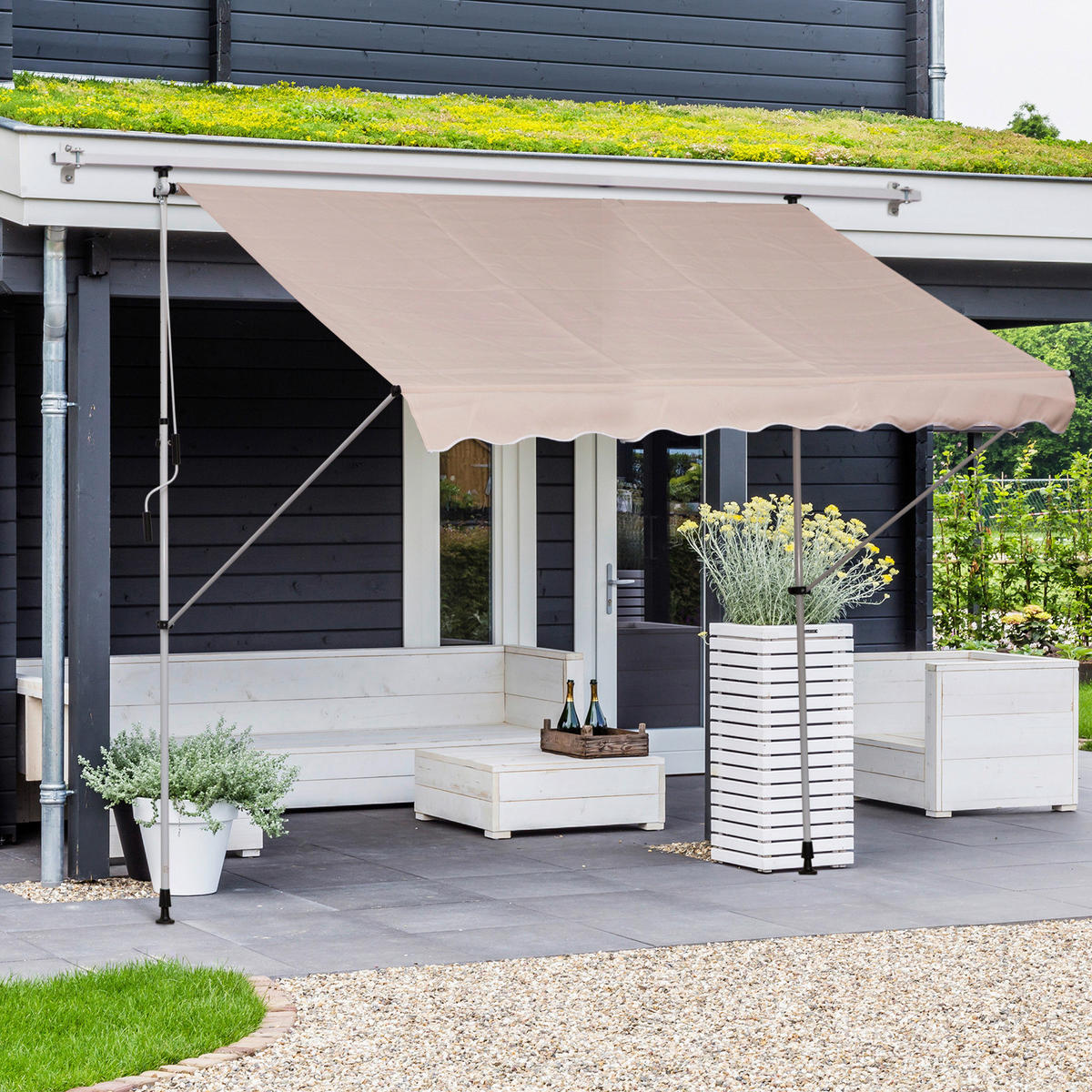 Klemm-Markise beige B/H/L: ca. 300x280x150 cm Klemmmarkise - beige (150,00/300,00/280,00cm) - Outsunny